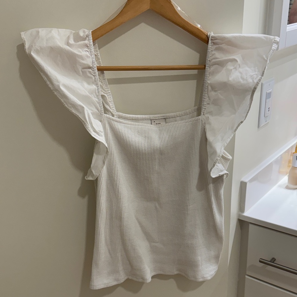 a new day White Ruffled Butterfly Sleeve Blouse